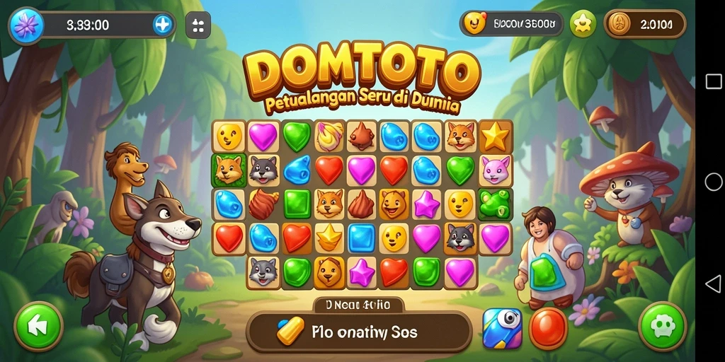 Tampilan seru gameplay Match-3 di DOMTOTO.