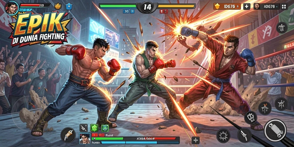 Tampilan gameplay Fighting yang mendebarkan di ID678.