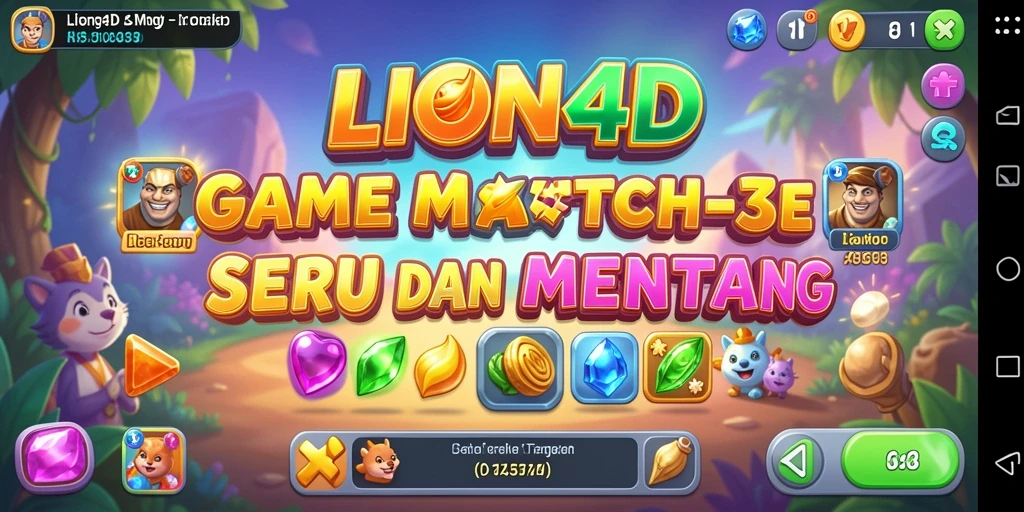 Screenshot gameplay LION4D dengan elemen match-3 yang menarik.