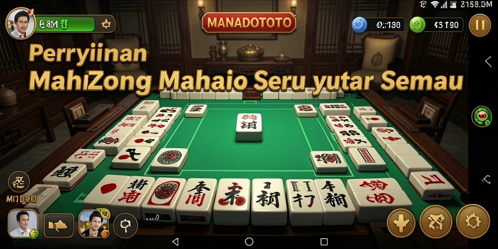 Screenshot gameplay MANADOTOTO menampilkan suasana permainan Mahjong yang seru.