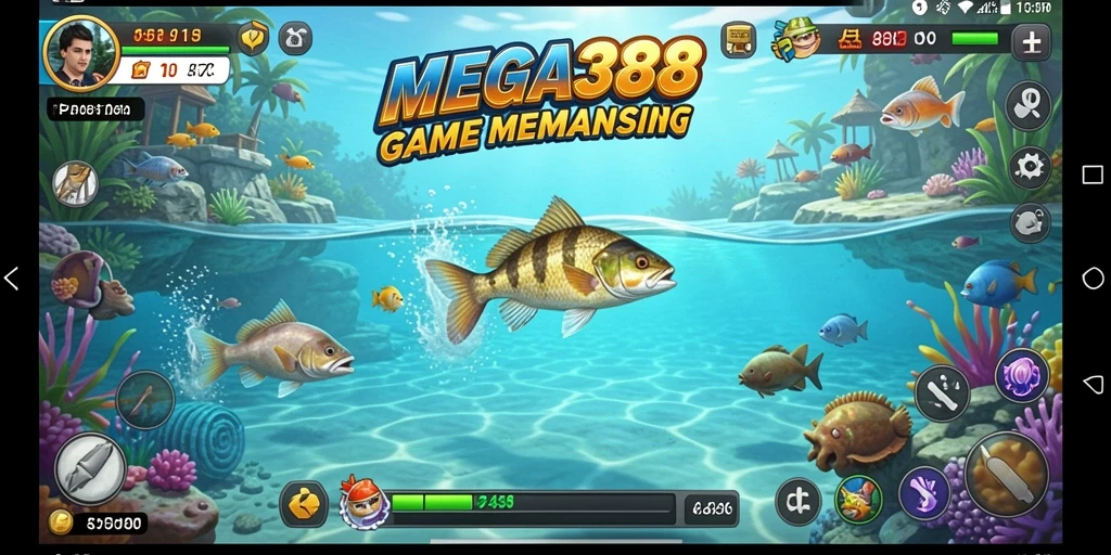 Tampilan ikonik gameplay pada MEGA388 dengan aksi memancing yang mendebarkan.