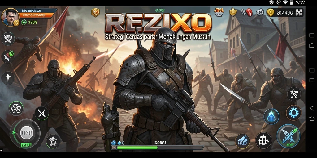 Tampilan antarmuka menarik dalam gameplay REZIXO.