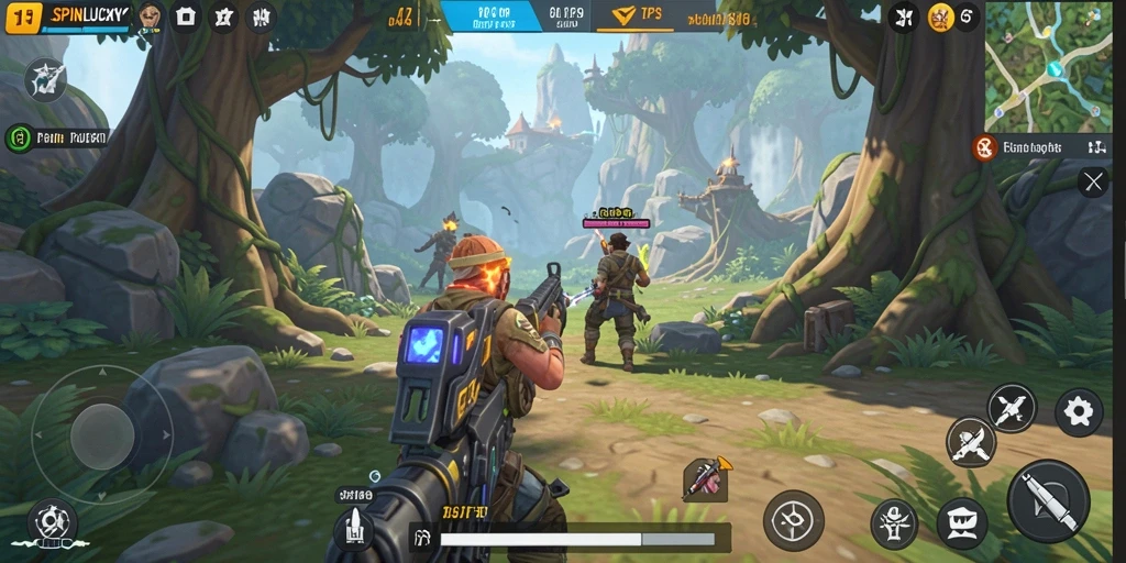 Gameplay seru SPINLUCKY dalam mode TPS.