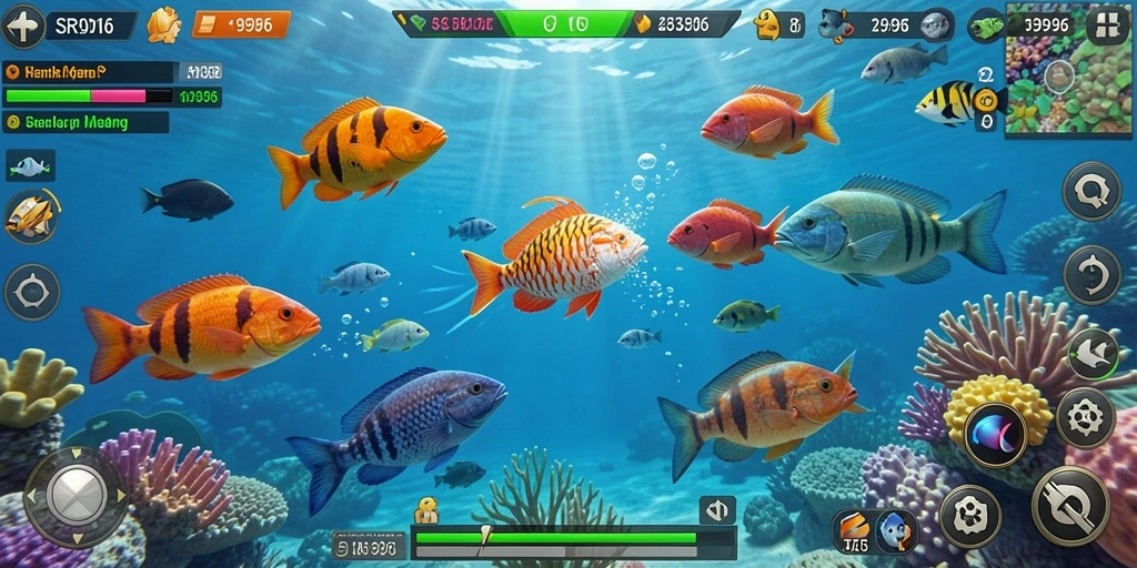 Tampilan gameplay SR996 yang seru dengan aksi menembak ikan.