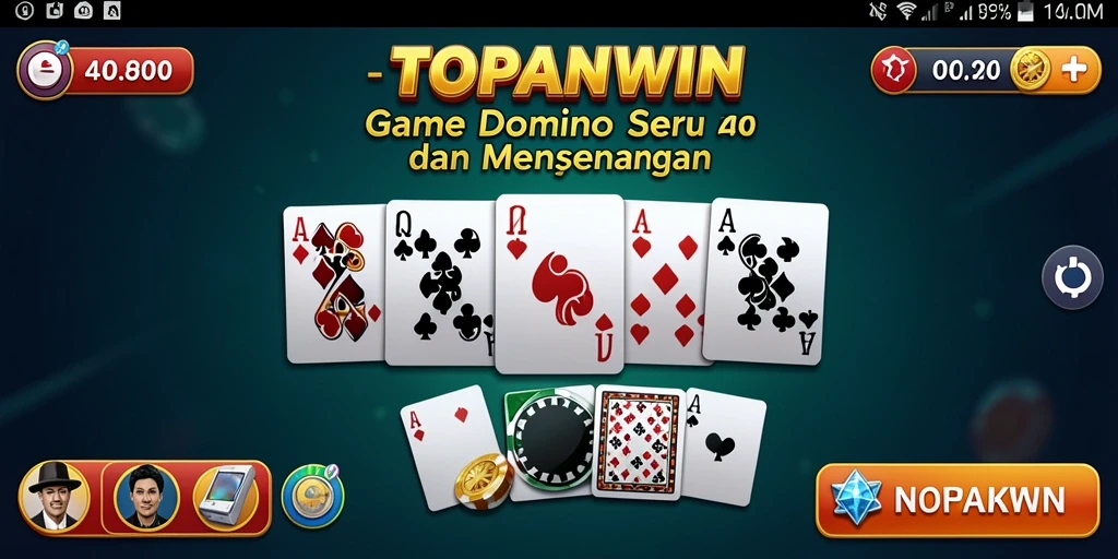 Screenshot utama TOPANWIN yang menampilkan gameplay domino yang seru.