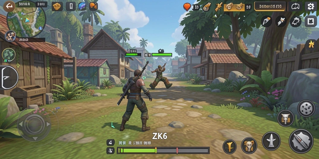 Tangkapan layar gameplay ZK6 yang menampilkan dunia simulasi yang kaya.