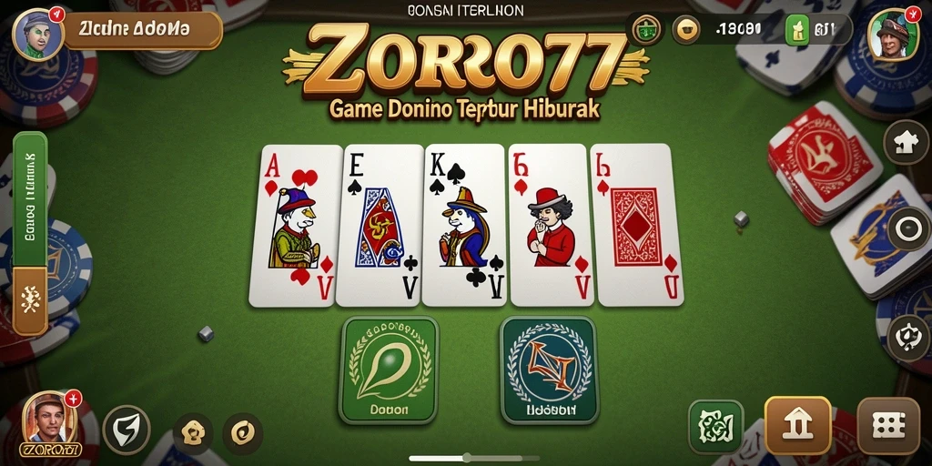 Screenshot gameplay ZORO77 menampilkan serunya permainan Domino.